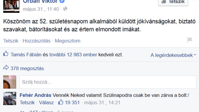 A férfi, aki beírta minden idők kommentjét Orbán Viktor Facebookjára