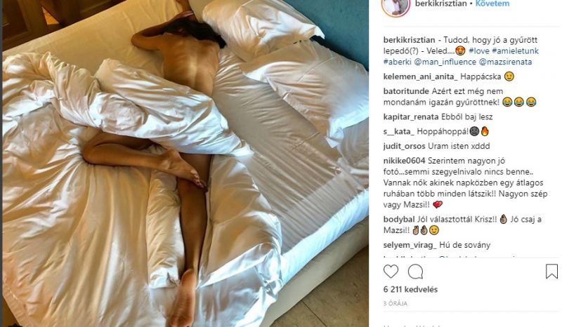 Meztelen párját fotózta az ágyban Berki, forró éjszakájuk lehetett