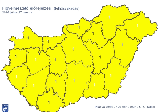 Itt a kis magyar monszun, felhőszakadások jönnek - térképen a részletek 