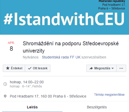 Prágában, a magyar nagykövetség elé szerveznek CEU-tüntetést