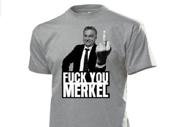Merkelt gyalázó Orbán Viktor-pólót árulnak egy webshopban