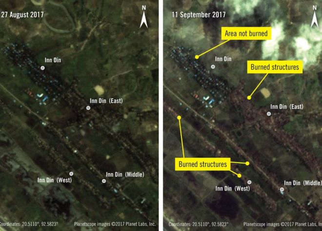 Műholdas képek: így gyújtják fel a muszlim kisebbség falvait Mianmarban