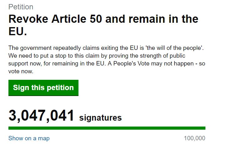 Már több mint 3 millióan írták alá a Brexit leállítását kérő petíciót 