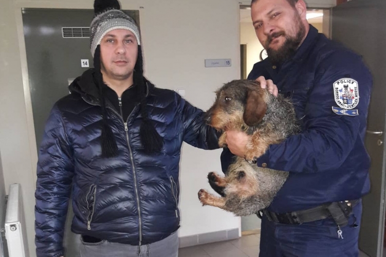 Tacskót mentettek a jeges Tiszából a rendőrök  – fotó