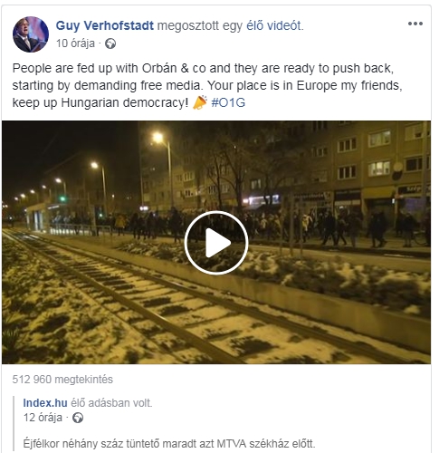 Guy Verhofstadt Simicska híres mondásával posztolt Orbánról és a tüntetésekről