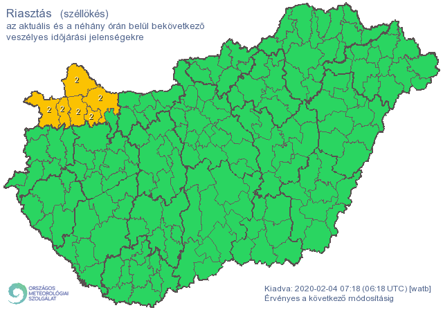 Kiadták a másodfokú riasztást Győr-Sopron megyei néhány járására: közeleg a szélvihar