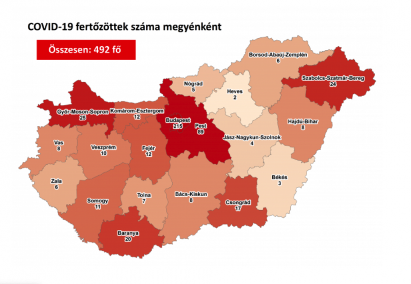 Nyilvános a térkép arról, hol hány magyarországi koronavírus-fertőzött van