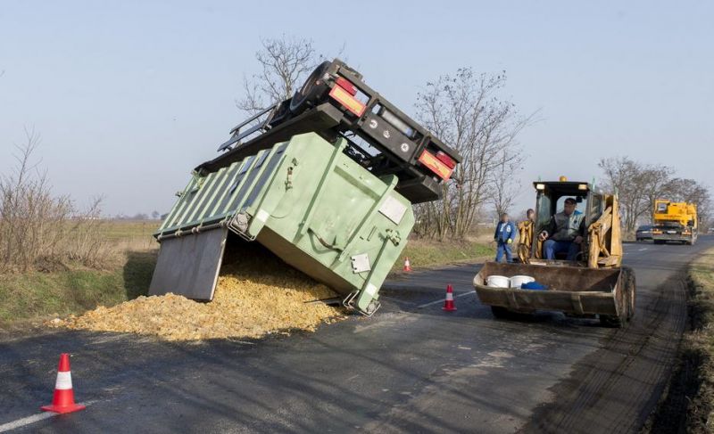 Durva: több tonnányi hús borult az útra Győrnél délután -képek