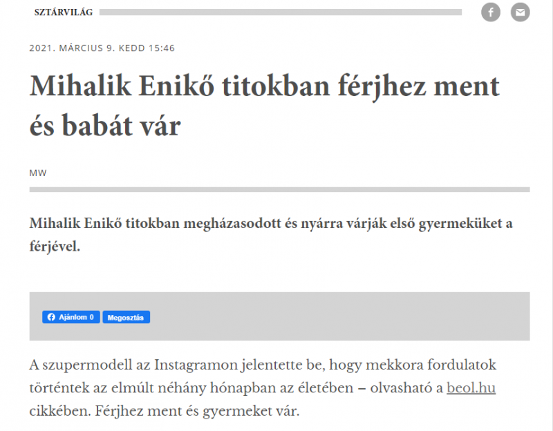 A fideszes média egyszerűen inkább nem írta le, hogy kihez ment hozzá Mihalik Enikő