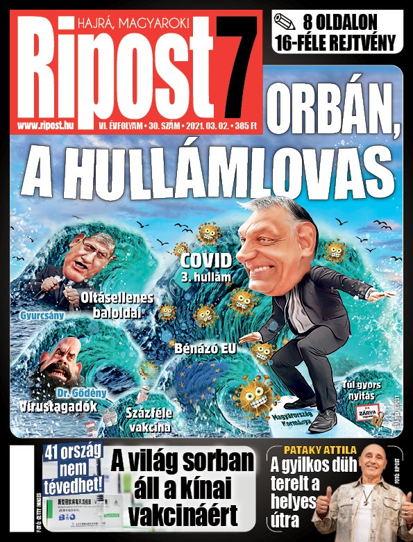 Kimaxolta a Ripost a címlapját: Orbán vigyorogva, ellenszélben szörföl a járvány hullámain