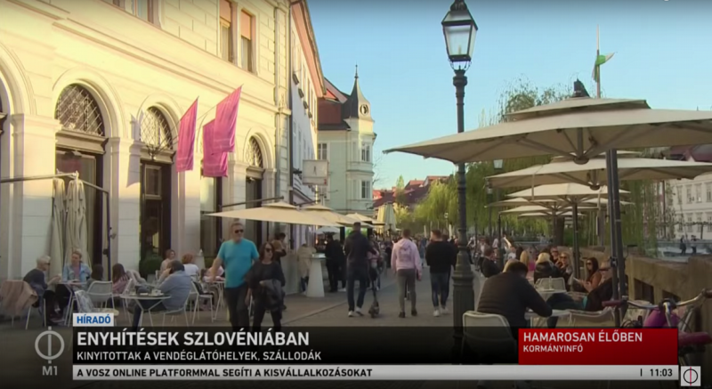 Az M1 drámai riportban számolt be arról, hogy Szlovéniában az emberek megrohamozták a teraszokat