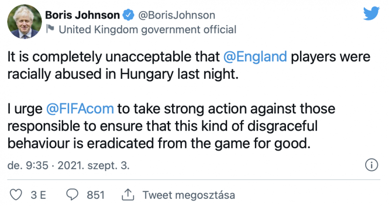 Boris Johnson kiakadt: "Teljesen elfogadhatatlan az angol játékosokat ért rasszista abúzus" 