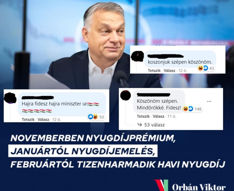 "Köszönöm szépen, mindörökké Fidesz!" – Orbán kapja a hálálkodó üzeneteket a nyugdíjasoktól