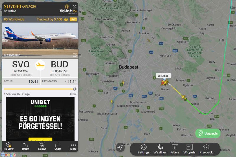 Hiába a kitiltás: Orosz landolt Budapesten péntek délelőtt
