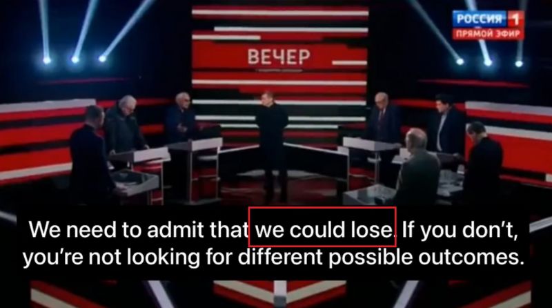 Először mondták be az orosz tévében, hogy a háborút akár el is veszíthetik
