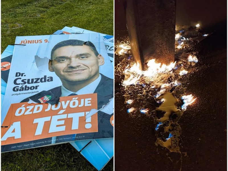 Hamuvá égették a fideszes kampányplakátokat