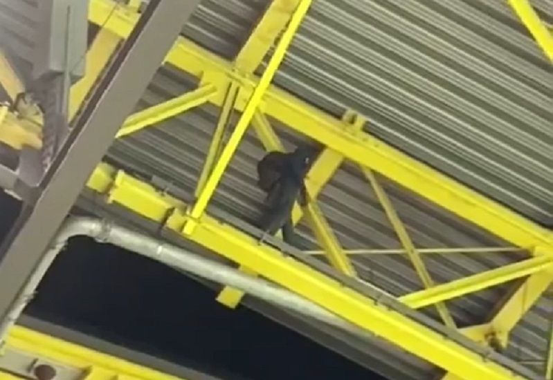 Őrület: stadion tetejére mászó maszkos férfi jelent meg a német-dán meccsen